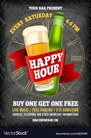 Happy Hour Poster Template Royalty Free Vector Image