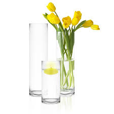 set of 3 clear gl cylinder vase h 9