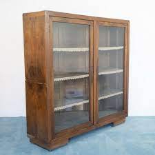 vintage wood and glass display cabinet