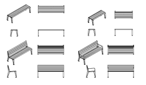 benches furniture dwg cad file in 2d