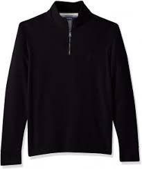 Nautica Mens Long Sleeve Half Zip Mock Neck Sweatshirt True Black Large