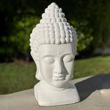 20 In White Polyresin Buddha Head