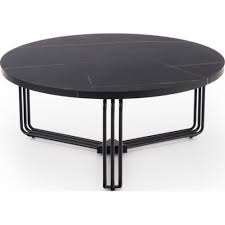Marble Black Round Coffee Table Halmar
