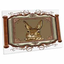 Amazon.com : 3dRose Cute Bunny Holding a Pussy Willow Branch in a Wooden...  - Desk Pad Place Mats (dpd-180192-1) : Office Products