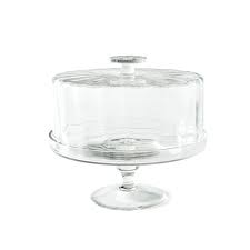 Lidded Clear Optic Glass Cake Stand