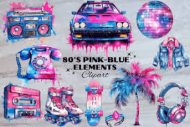 pink blue 80s elements 80s retro