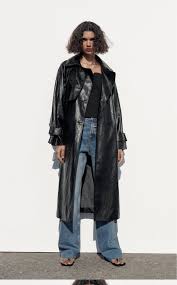 Zara Faux Leather Trench With Belt
