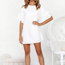 Hebetop Women Mini Dress Summer Casual Tunic Dress