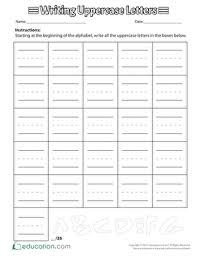 First, kids trace lines on this prekindergarten writing worksheet to strengthen the fine motor skills needed to form the letter a. Writing Uppercase Letters Worksheet Education Com