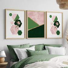 Green And Gold Wall Art Prints Pink