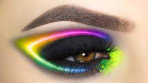 rainbow neon eye make up tutorial
