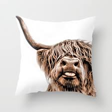 funny higland cattle throw pillow by