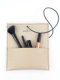 light beige makeup bag made from real