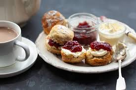 scones with jam and clotted cream for