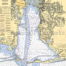 Alabama Daphne Mobile Mobile Bay Nautical Chart Decor