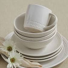 White Beaded Edge Ceramic Dinnerware