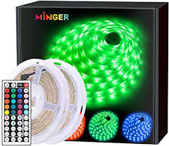 Includes 2x sets of curtain lights; Amazon Com Minger Led Strip Lights Kit 32 8ft Rgb Color Changing Led Lights For Room Bedroom Home Kitchen Cabinet Party Decoration With Ir Remote 5050 Leds Diy Mode Non Waterproof 2 Rolls Of 16 4ft