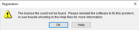 error license file cannot be found