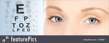 Optometry Medicine And Vision Concept Womans Eyes And Eye Chart