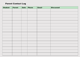 Printable Parent Contact Log Sheet Templates Excel Word