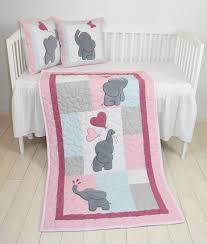 Pink Baby Quilt Elephant Blanket Pink