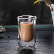 100ml double wall glass cup with handle
