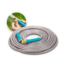 aqua joe ajsgh75 max 1 2 inch heavy duty puncture proof kink free garden hose w br ing on off valve 75 foot 75 foot