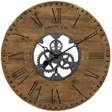 Brown Large Oversized Wall Clock Gears