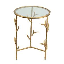 Brass Antique Round Glass End Table
