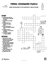 travel crossword puzzle beeloo