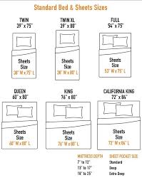 bedding size chart usa bed sheet