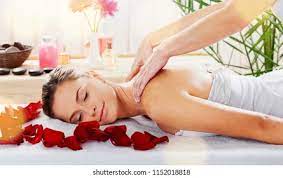Candles Rose Petals On Massage Table Stock Photo 202548688 gambar png