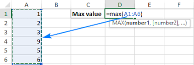 excel max function formula exles
