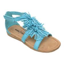 Girls Minnetonka Eloise Fringe Sandal Size 10 M Turquoise