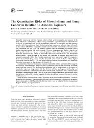 European respiratory review 2016 25: Pdf The Quantitative Risks Of Mesothelioma And Lung Cancer In Relation To Asbestos Exposure
