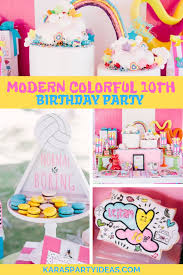 modern colorful 10th birthday party