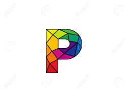 Colorful Letter P Low Poly Icon Logo Design Element