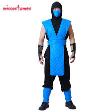 Us 54 99 Shotokan Ninja Blue Fighter Halloween Cosplay Costume Mortal Kombat Full Set For Men On Aliexpress