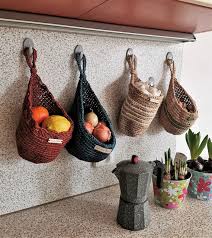 Jute Hanging Wall Baskets Kitchen