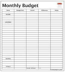 Monthly Budget Worksheet Template Excel Expense Calendar