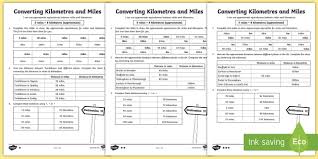 Uks2 Converting Kilometres And Miles Worksheet Measurement