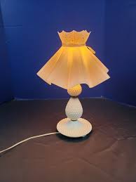Vintage Milk Glass Hobnail Lamp Plastic