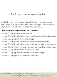 Top 8 Hotel Cook Resume Samples