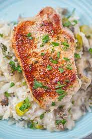 baked pork chops with rice asparagus