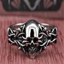 gothic skull biker ring for men