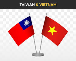 taiwan vs vietnam desk flags mockup