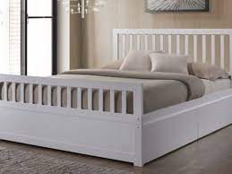 White Wooden Storage Bed Frame
