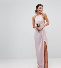Asos design tall midi plisse wrap long sleeve belted dress in neutral animal print. Asos Tall Wedding Drape Front Strappy Back Maxi Dress Pink Dresses To Wear To A Wedding Dresses Trendy Dresses