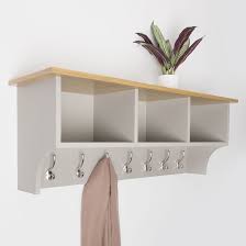 Floating Storage Shelf With Metal Hooks