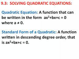 Ppt 9 3 Solving Quadratic Equations